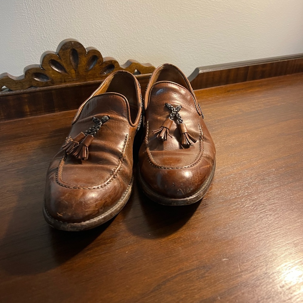 Bruno Magli Chestnut Leather Tassel Loafers